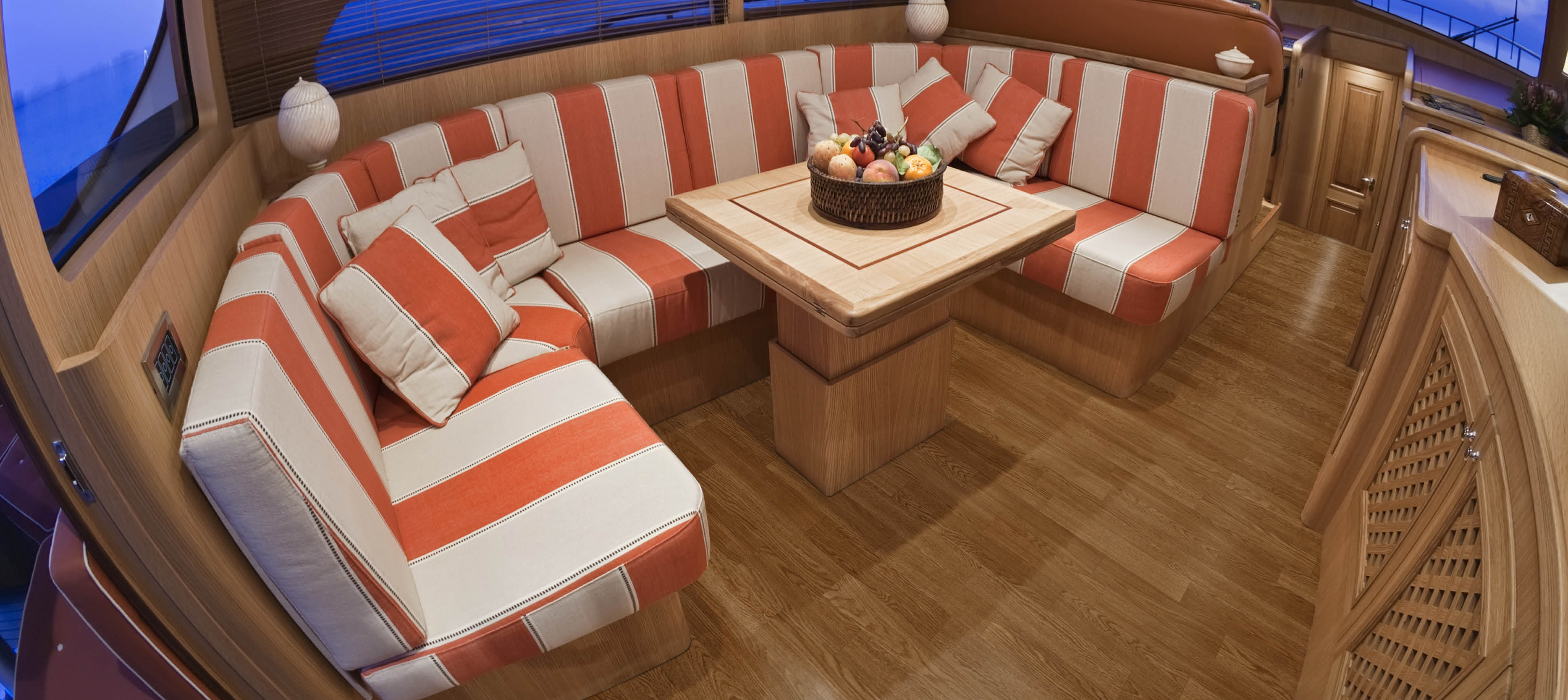 Italy, Lazio, Fiumicino, Morgan 70' Lobster luxury yacht, dinette; Shutterstock ID 50488264; purchase_order: -; name: -; client: -
