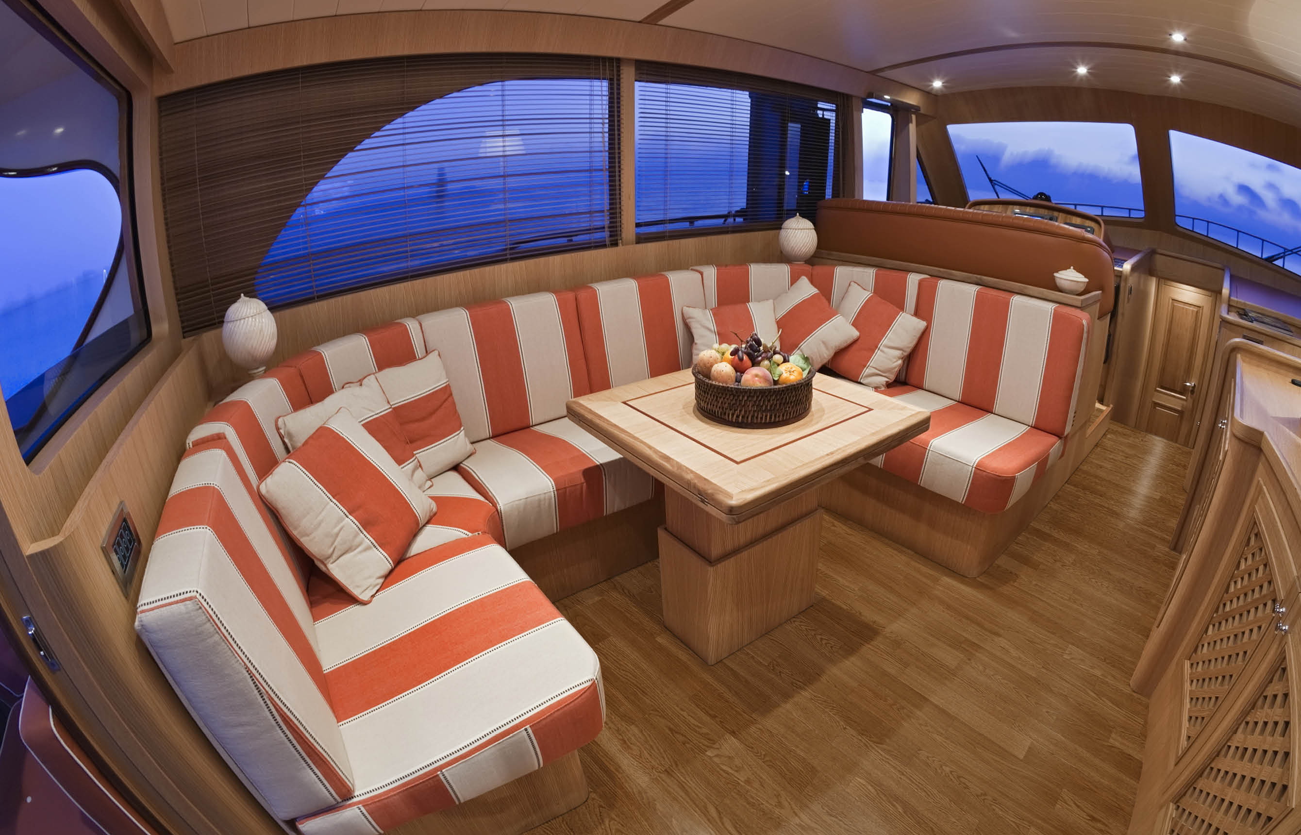 Italy, Lazio, Fiumicino, Morgan 70' Lobster luxury yacht, dinette; Shutterstock ID 50488264; purchase_order: -; name: -; client: -