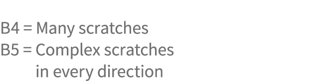B4 = Many scratches B5 = Complex scratches B5 = in every direction 