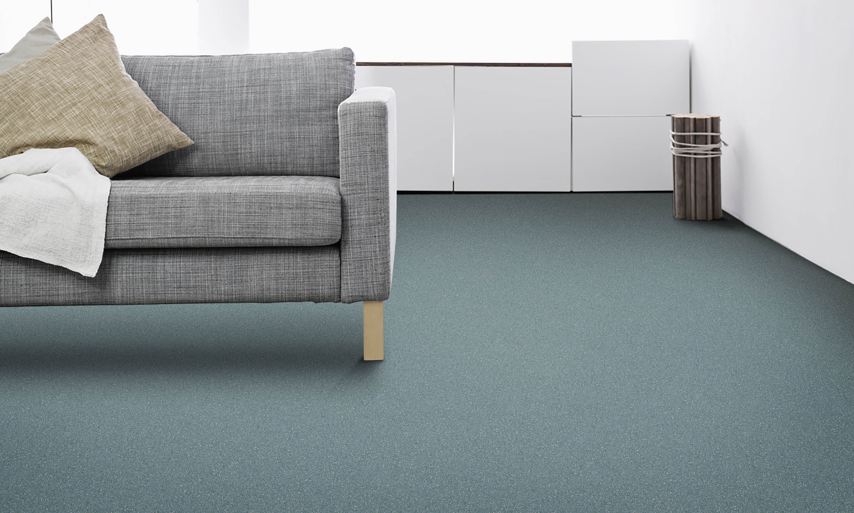 Modern living room with couch and sideboard